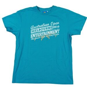 Australian Open T Shirt Men L Teal Regular Australian Open 2010 Melbourne Tennis